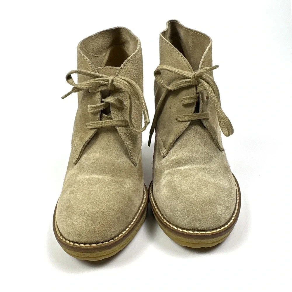 J Crew MacAlister Suede Bootie Womens Sz 7‎ Tan Beige Block Heel Chukka Desert
